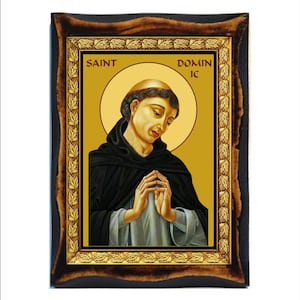 San Domenico - Saint Dominique - Santo Domingo - San Domenico - Sant Domenec - Dominikus - Sao Domingos -Legno fatto a mano, Santino su placca