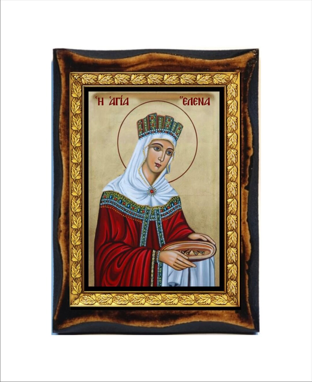 Saint Helena - Holy Card - Icon on Handmade Wooden Plaque, Orthodox ...