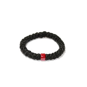 Corde de prière 33 noeuds en laine avec myrrhe - Authentique corde de prière avec perle rouge - Chapelet à main - Saint chapelet - Komboskini - Chapelet