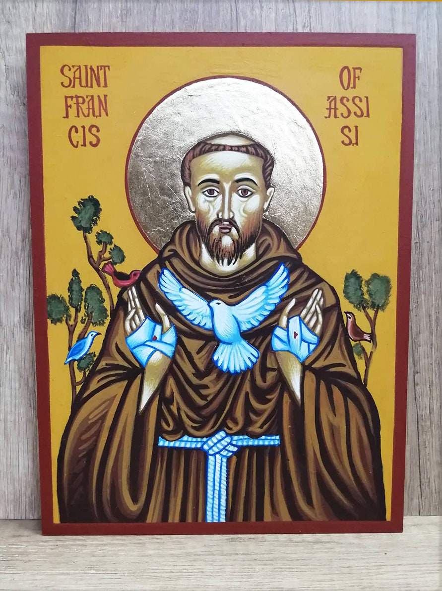 Handmade Saint Francis of Assisi Icon: 24K Gold Leaf, Catholic ...