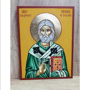 Saint Patrick - Patrick di Irlande - Saint Patrice - Patrick of Ireland - San Patricio -San Patrizio Handmade and Hand Painted Original Icon