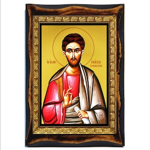 Saint Jude Thaddeus - Icon on Handmade wooden plaque, Catholic Religious Art
