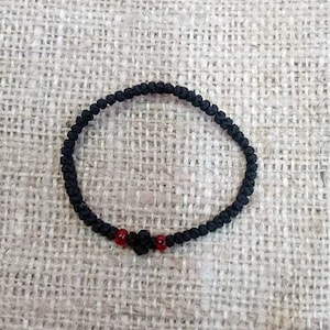 Corda da preghiera 50 nodi in seta con Mirra Sacra - Corda da preghiera autentica con perlina rossa - Rosario da mano - Santo Rosario - Komboskini - Rosario