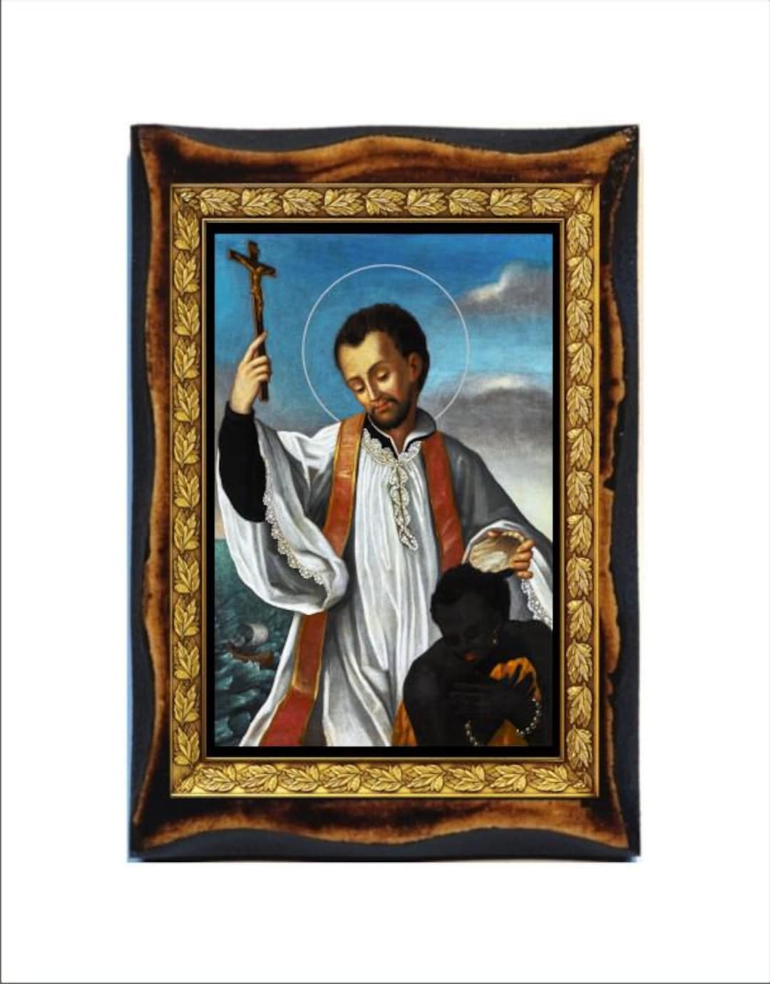 Saint Francis Xavier - Holy Card - Icon on Handmade Wooden Plaque ...