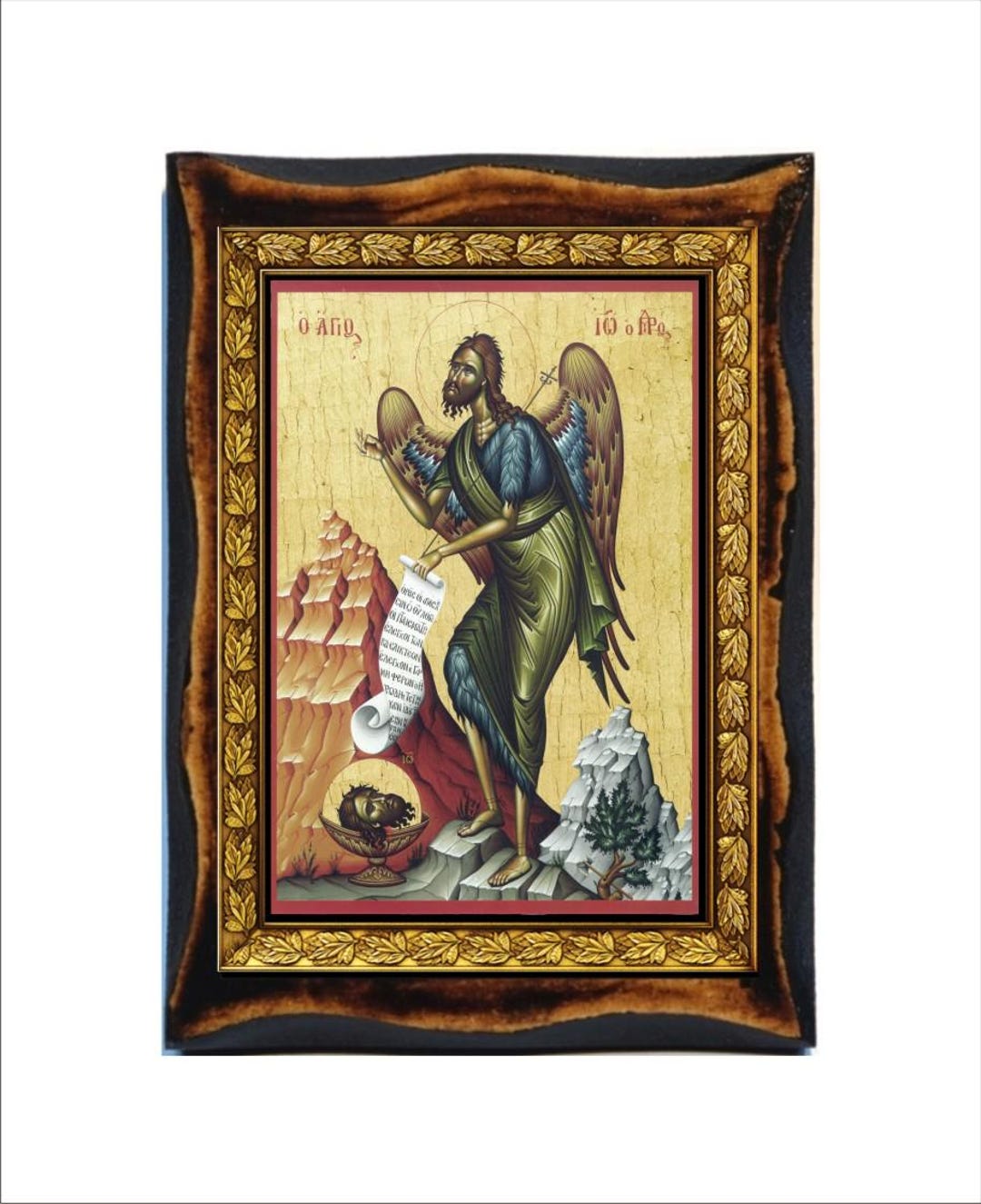 Saint John the Baptist - Holy Card - Icon on Handmade Wooden Plaque ...