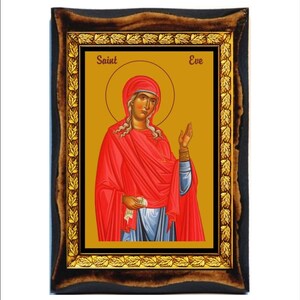 Santa Eva-Sainte Eva-Heilige Eva-Santa Eva-Sint Eva-Święta Ewa-Sankta Eva-Sfânta Eva-sveta Eva-Света Ева-Madeira artesanal, Cartão sagrado em placa