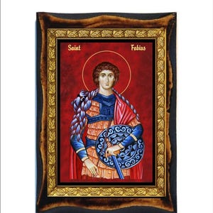 Heilige Fabius-martelaar - Heilige Fabio van Mauretanië - San Fabio - São Fábio - Fabio - Handgemaakt hout, Heilige kaart op plaquette