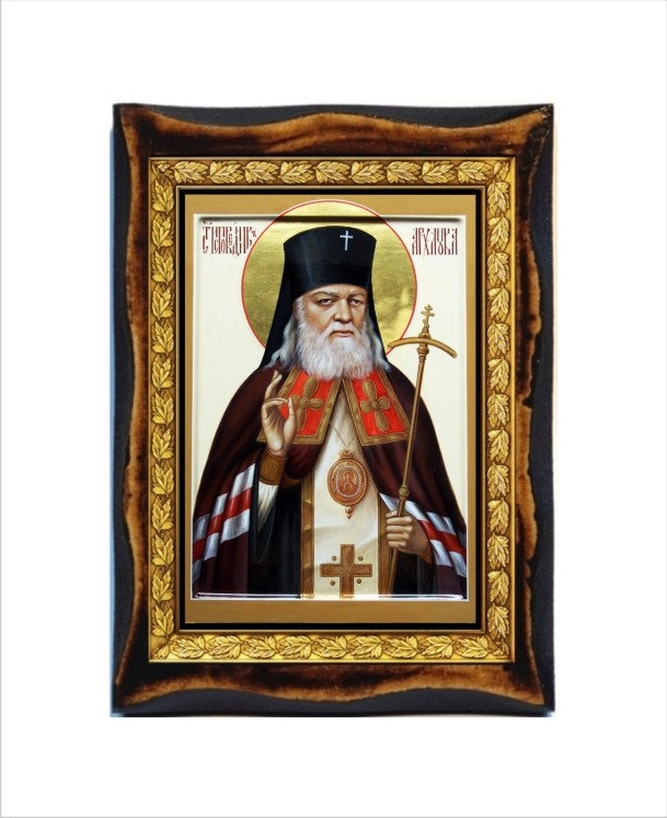 Saint Luke the Doctor - Holy card - Handmade wood plaque