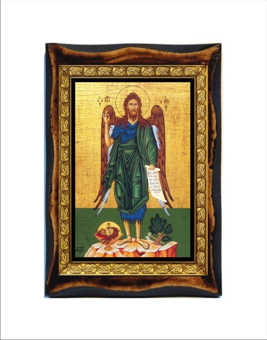 Saint John the Baptist - Icon on Handmade Wooden Plaque, Orthodox ...