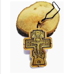 Car Hanging Cross Metal Carved with Plexyglass Cover - Hanging Car Mirror Charm Gift - Birthday Gift For Friend - Cross Car Charm