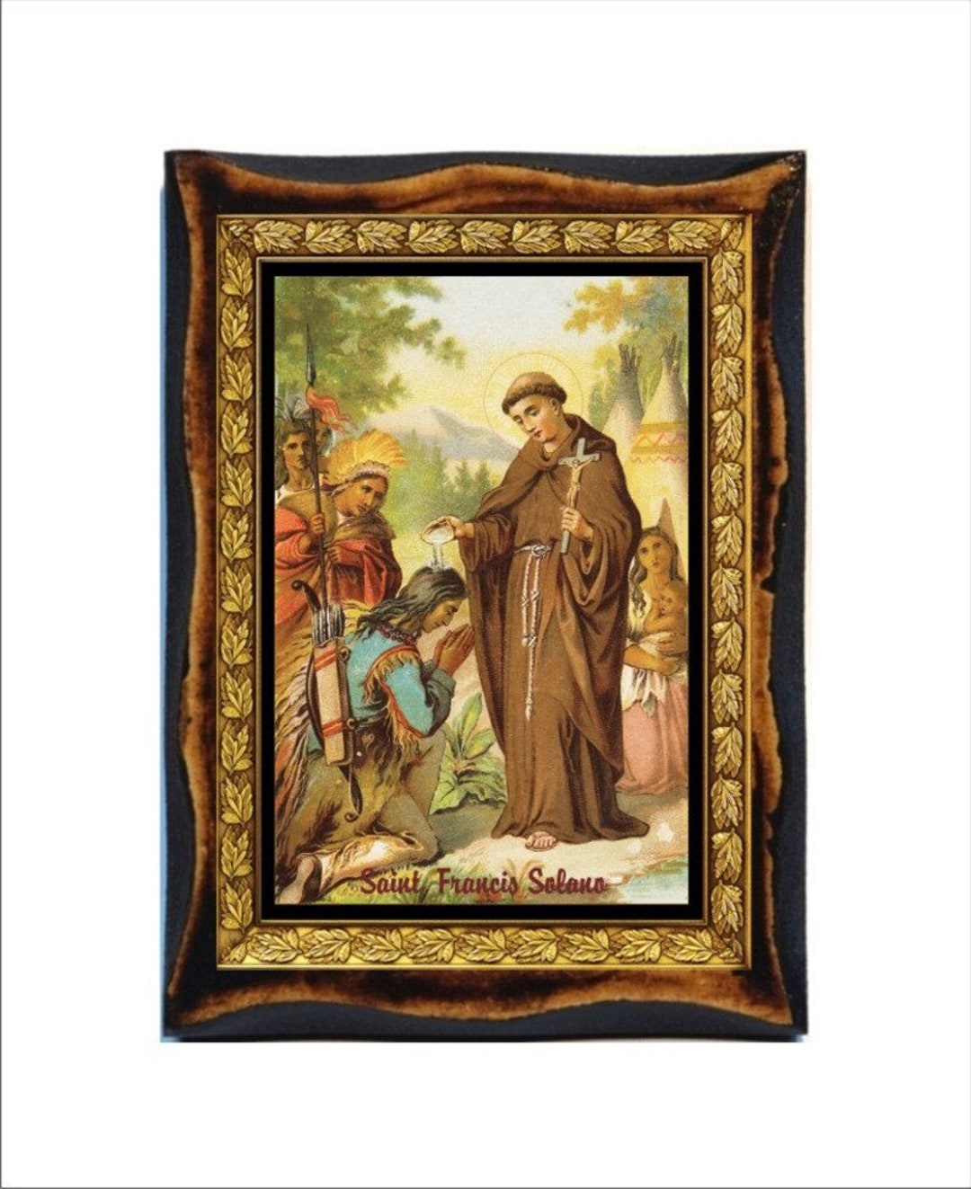 Saint Francis Solano - Holy Card - Icon on Handmade Wooden Plaque, Catholic  Religious Art - Etsy