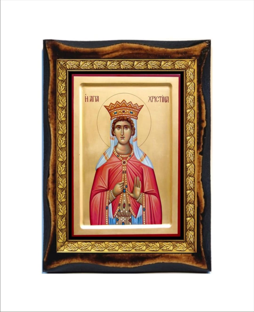 Saint Christina - Holy Card - Icon on Handmade Wooden Plaque, Orthodox ...