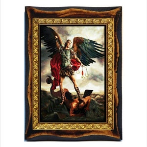 Michael Angel - Michael Archangel - Michael Archange - Saint Michel - San Miguel Handmade wood, icon on plaque Orthodox, Catholic, Altar