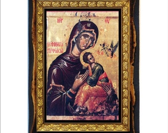 Our Lady of Perpetual Help - Icon on Handmade wooden plaque, Orthodox Religious Art