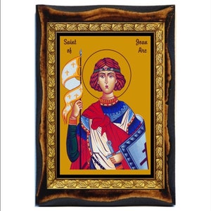 Jeanne d'Arc - Saint Jeanne d'Arc - Jeanne d'Arc - "The Maid of Orléans" - Johanna von Orléans - Giovanna d'Arco Handgemaakt, heilige kaart op plaquette