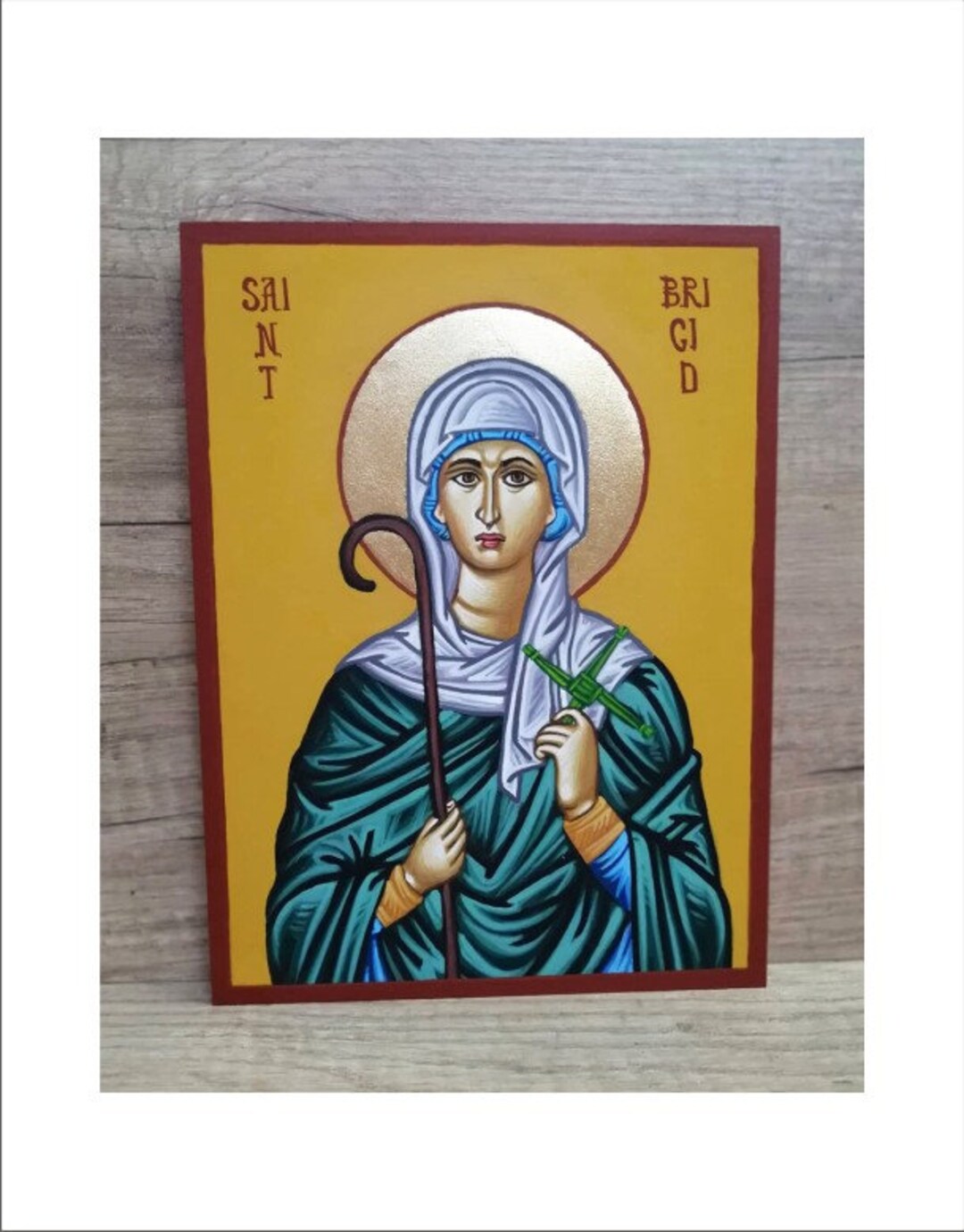 Hand Painted Saint Brigid Icon: 24K Gold Leaf, Irish Art - Etsy