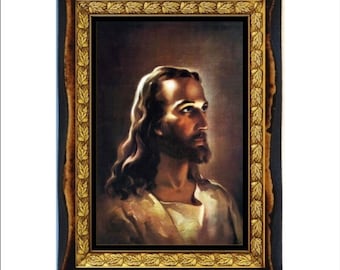 Jesus of Nazareth - Holy Card - Icon on Handmade Wooden Plaque, Orthodox Religious Art
