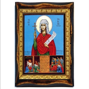 Handmade Saint Tabitha Wood Plaque - Holy Card