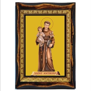 Saint Anthony of Padua - Holy card - Handmade wood plaque