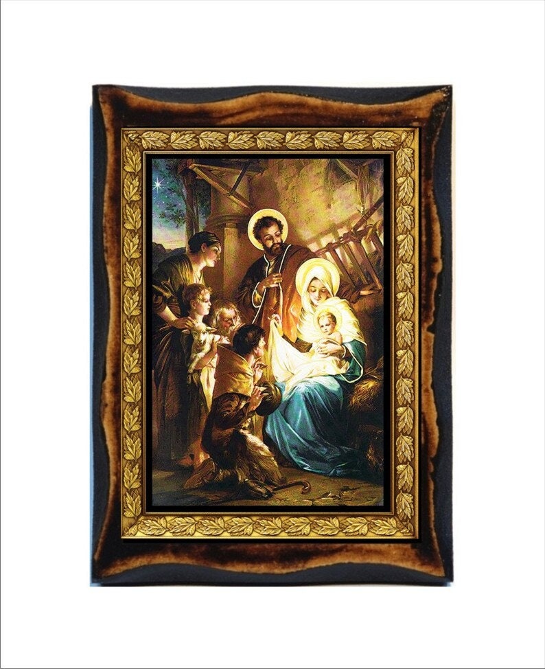 Holy Family - Holy Card - Icon on Handmade Wooden Plaque, Catholic ...