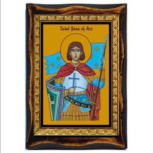 Jeanne d'Arc - Saint Jeanne d'Arc - Jeanne d'Arc - "The Maid of Orléans" - Johanna von Orléans - Giovanna d'Arco Handgemaakt, heilige kaart op plaquette