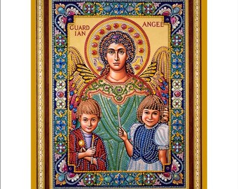 Kit mosaico angelo custode: set artistico fai da te per adulti e bambini (40 cm x 30 cm)