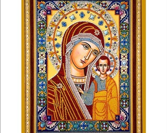 Kit mosaico della Madonna di Kazan: arte fai da te della Vergine Maria (40 cm x 30 cm)
