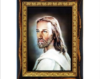 Jesus of Nazareth - Holy Card - Icon on Handmade Wooden Plaque, Orthodox Religious Art