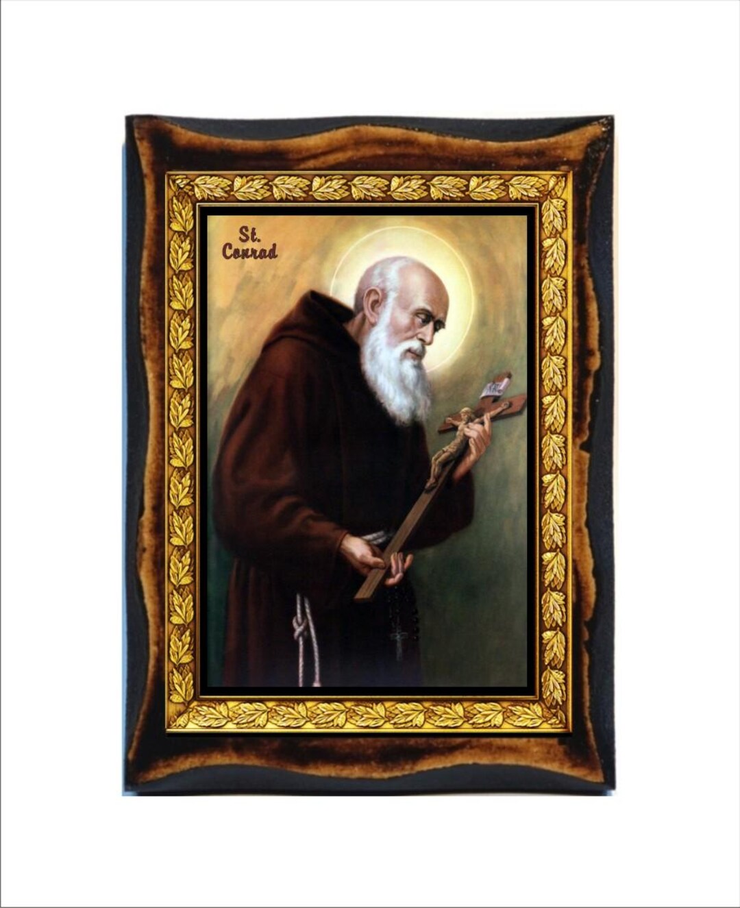 Saint Conrad of Parzham - Holy Card - Icon on Handmade Wooden Plaque ...