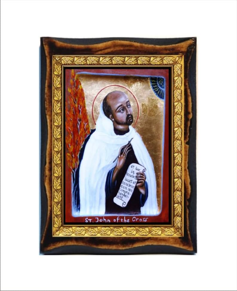 Saint John of the Cross - Holy Card - Icon on Handmade Wooden Plaque ...