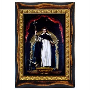 San Domenico - Saint Dominique - Santo Domingo - San Domenico - Sant Domenec - Dominikus - Sao Domingos -Legno fatto a mano, Santino su placca