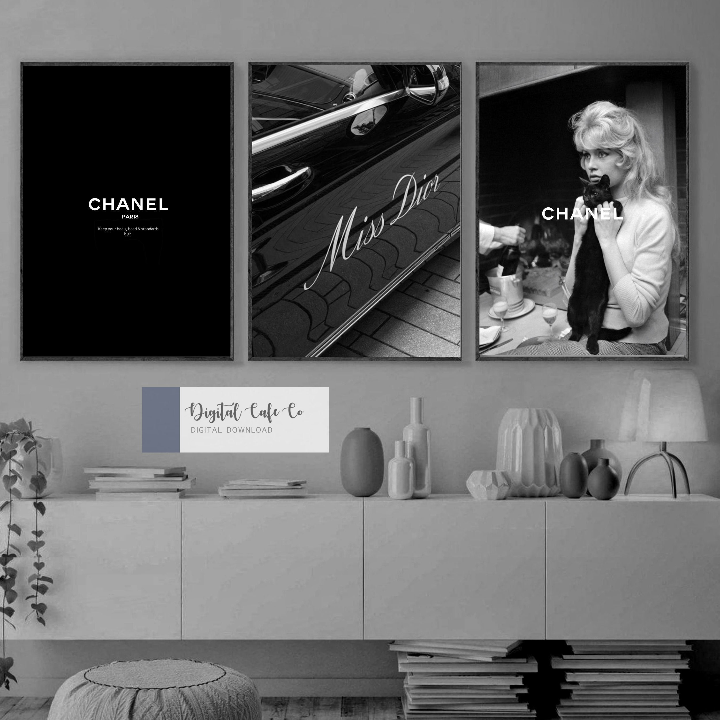 CHANEL, Art, Set 4 Chanel Prada Hermes Lv Printsdesigner Fashion Quote  Vogue Luxury Wall Art