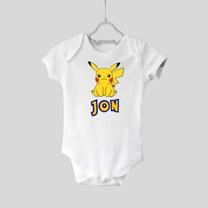 Poke Mon  themed baby onesie personalised handmade baby gift