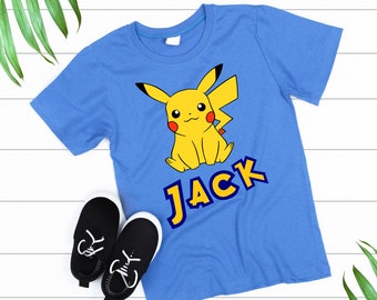 Poke Mon  kids tshirt personalised handmade to order soft cotton