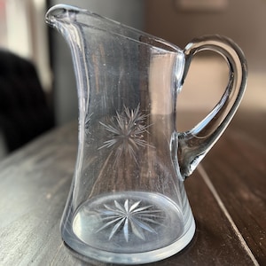 Fostoria Sunburst Pitcher Glass Clear Vintage