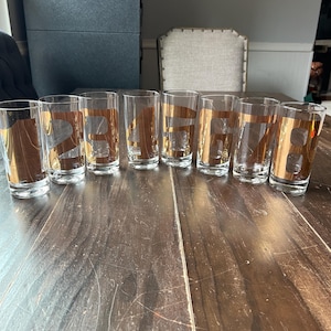 Vintage Numbered Drink Glasses - Etsy