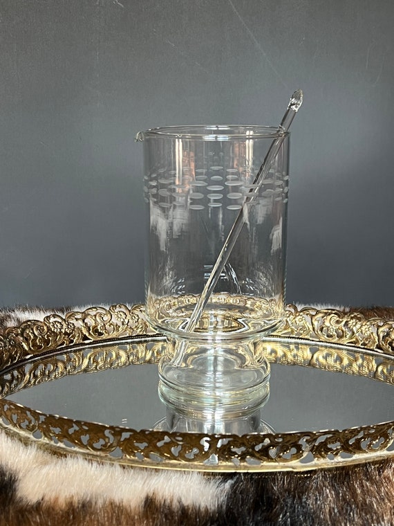 Princess House Etched Glass Cocktail Pitcher Vintage With Etsy