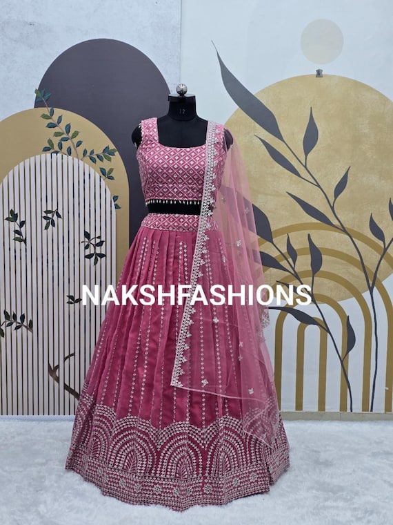 Pink Georgette Lehenga Choli With Soft Net Dupatta and Heavy Embroidery Sequence Work for Women Bridesmaid Lehenga Choli for Girls Etsy Canada
