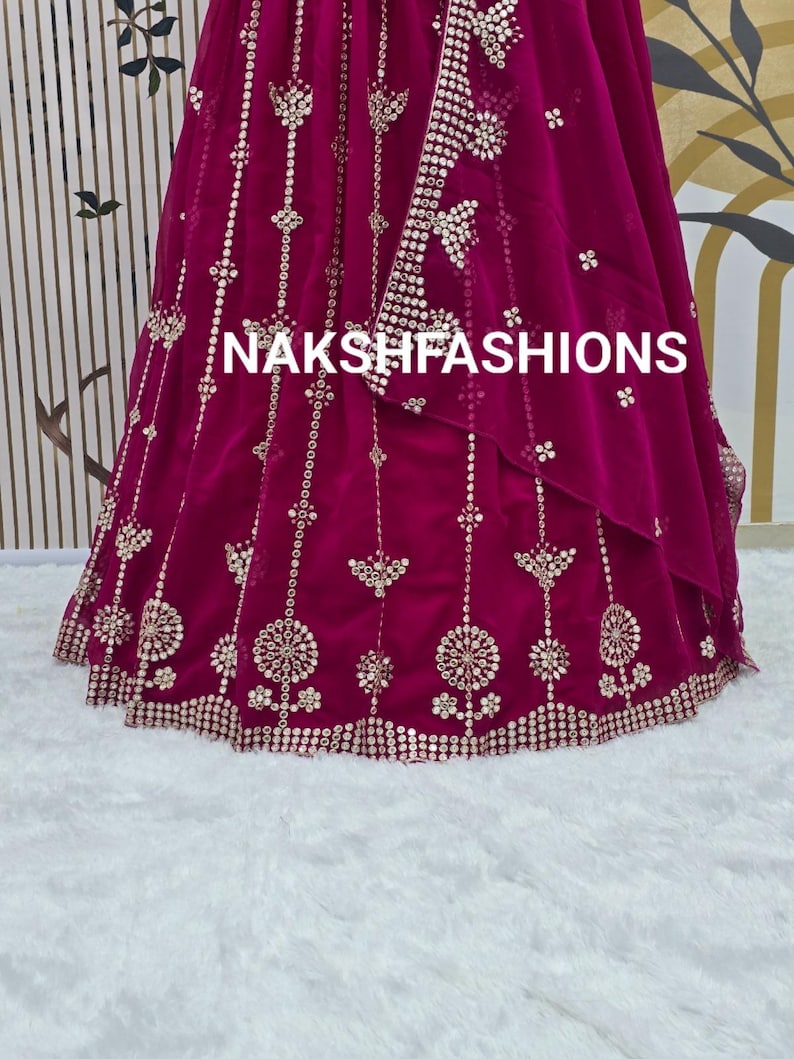 Pink Lehenga Choli With Zari Dori and Sequence Work Blouse With