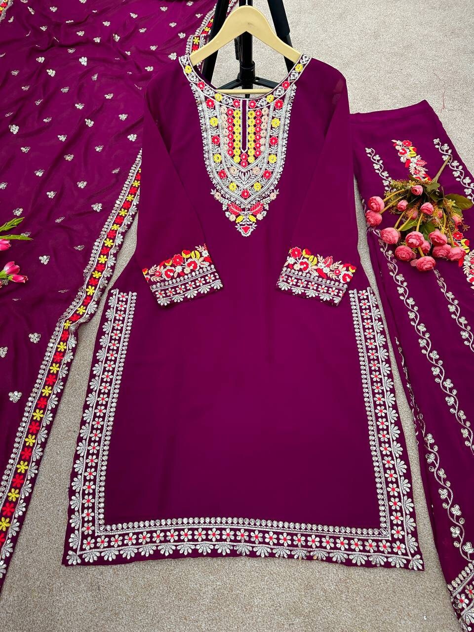 Designer Handcrafted Applique Work Premium Cotton Unstitched Salwar Su –  Leheriya