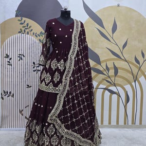 Embroidered Georgette Lehenga Choli with Dupatta: Party Wear
