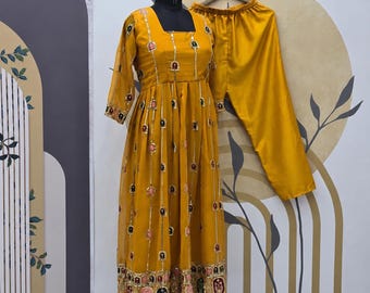 Mustard Yellow Georgette Anarkali Suit, Pakistani Indian Party Wear Dress, Wedding Festive Outfit