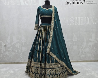 Elegant Teal Green Organza Bridal Wear, Women for Wedding & Festive Events, Gift for Bridesmaids
