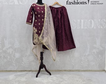 Red Silk Salwar Kameez | Gold Embroidery Indian Dress