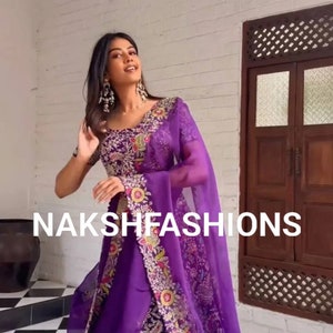 Wedding Wear Purple Georgette Lehenga Choli With Embroidery Sequence Work And Dupatta For Women And Girls, Traditional Lehenga, Ethnic Wear