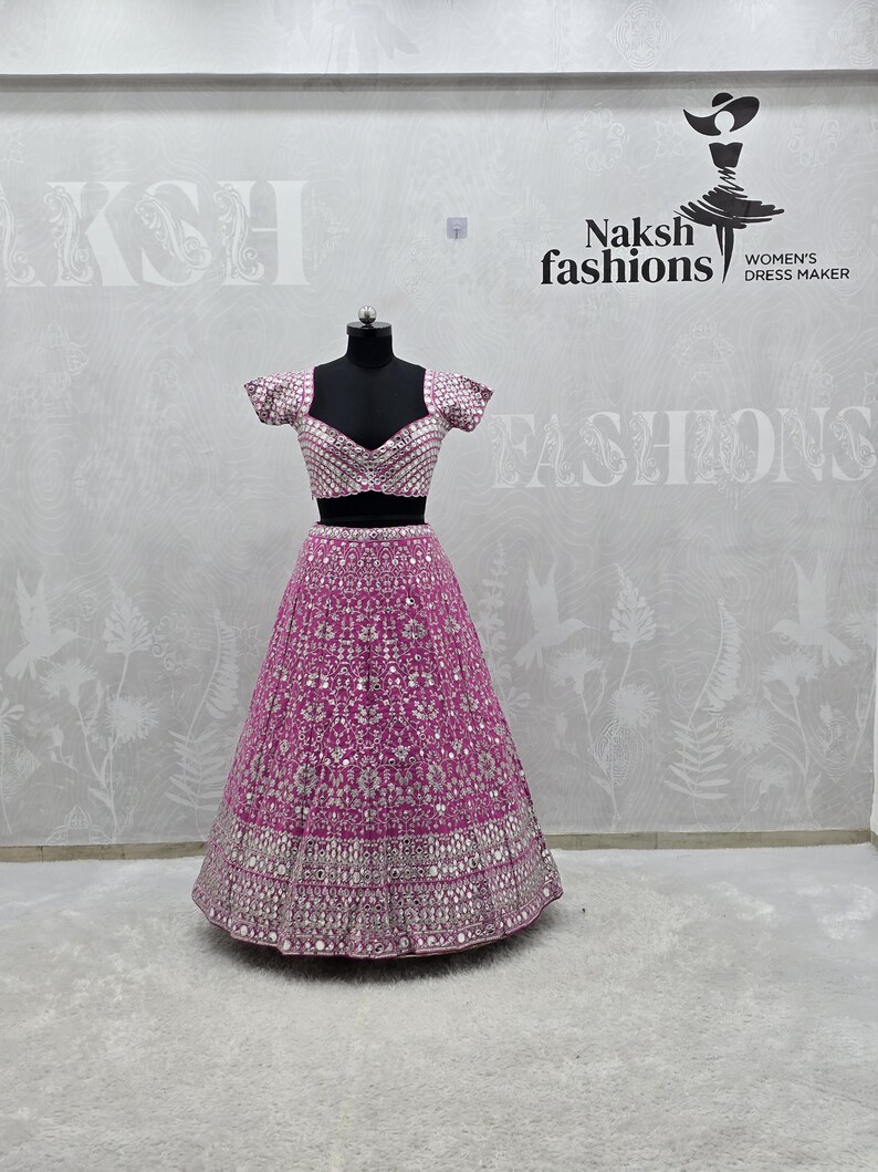 Pink Georgette Lehenga Choli Bridal Ethnic Dress, Wedding Festive Wear, Gift for Bridesmaids image 2