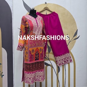 Pink Palazzo Suit: Georgette Top, Sequin Embroidery, Party Wear