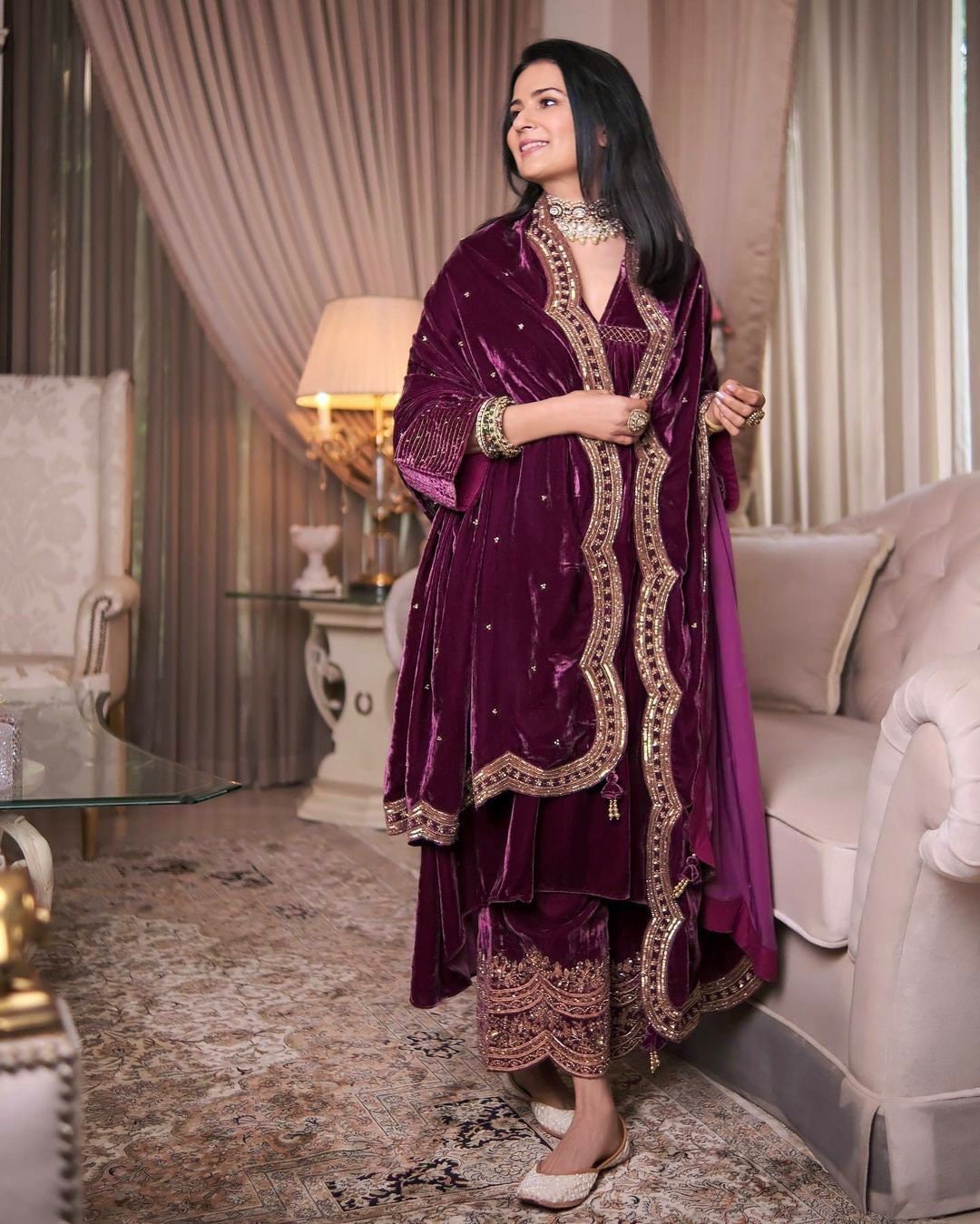 Velvet palazzo cheap suits