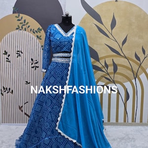 Sky Blue Georgette Lehenga Choli: Indian Wedding Outfit