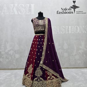 Multi Colour Lehenga Choli Set: Thread Sequence Georgette, Indian Wedding Wear